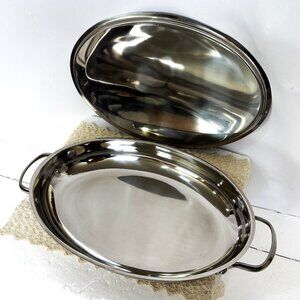 Wolfgang Puck Bistro Elite Oval Casserole Pan w/Lid Stainless Steel 13” EUC
